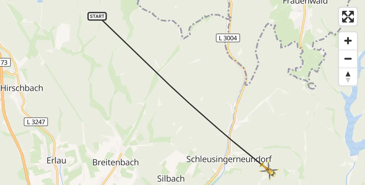 Flugroute Rettungshubschrauber Schleusingen - Schleusegrund, 06 Oktober 2026, 13:39