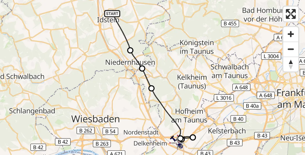 Flugroute Polizeihubschrauber Idstein - Hofheim am Taunus, 06 Oktober 2026, 13:53