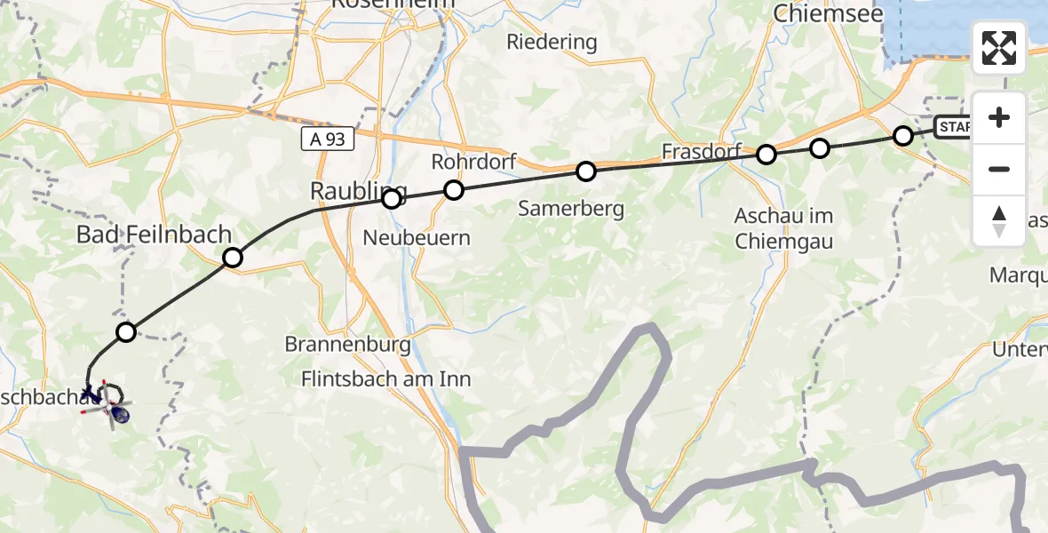 Flugroute Polizeihubschrauber Grassau - Fischbachau, 06 Oktober 2026, 14:15