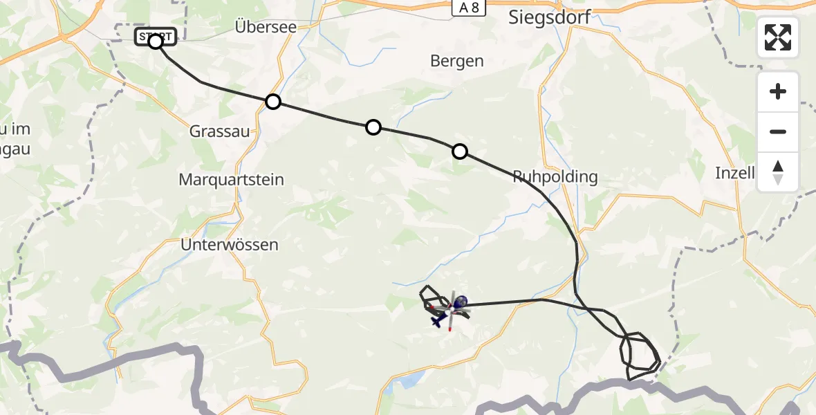 Flugroute Polizeihubschrauber Bernau a.Chiemsee - Ruhpolding, 06 Oktober 2026, 14:16