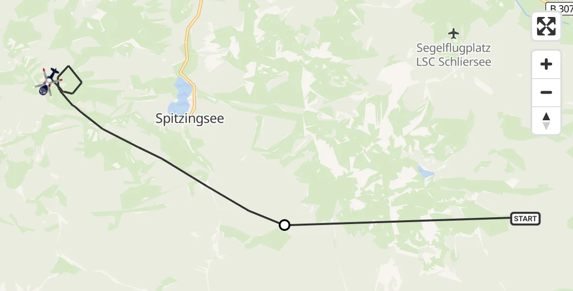 Flugroute Polizeihubschrauber Bayrischzell - Schliersee, 06 Oktober 2026, 14:46