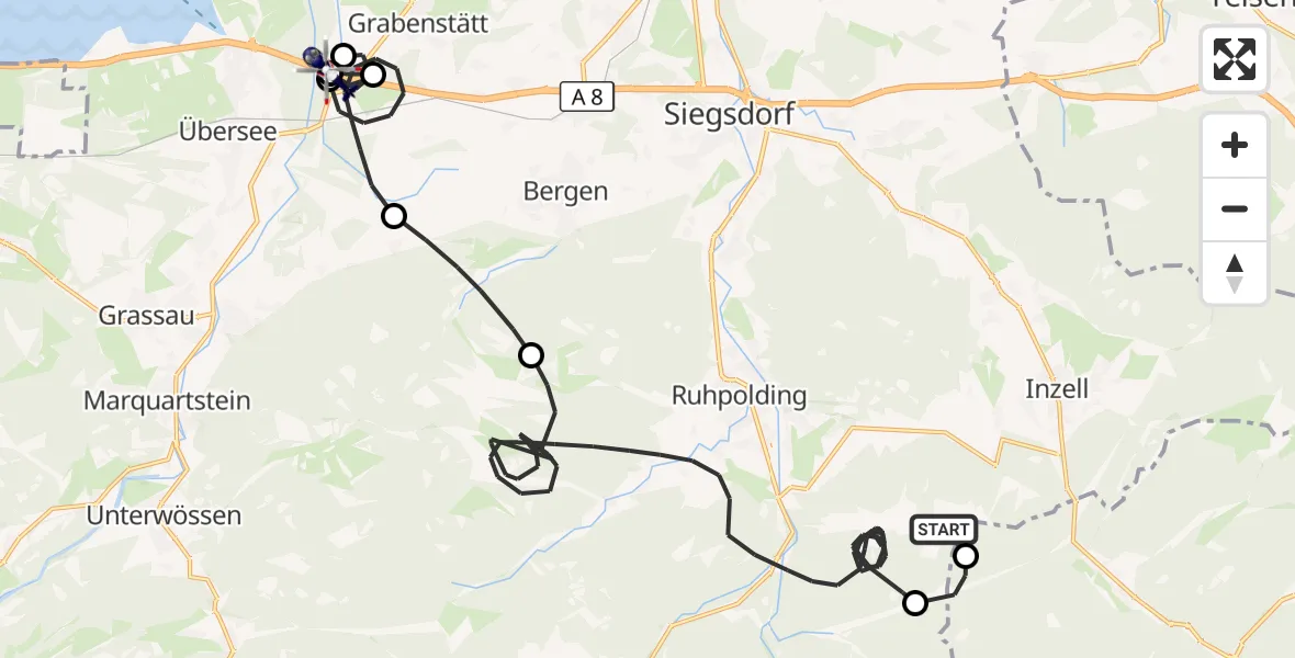 Flugroute Polizeihubschrauber Ruhpolding - Übersee, 06 Oktober 2026, 14:46