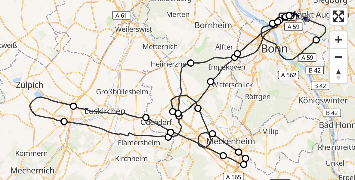 Flugroute Polizeihubschrauber Sankt Augustin - Sankt Augustin, 06 Oktober 2026, 14:47