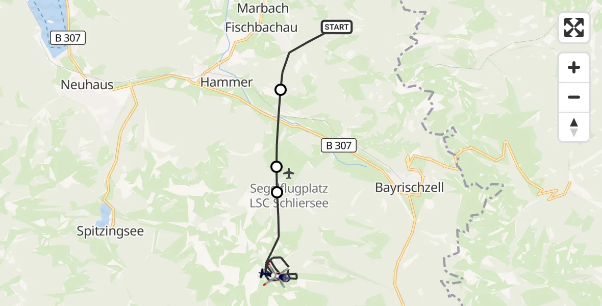 Flugroute Polizeihubschrauber Fischbachau - Bayrischzell, 06 Oktober 2026, 14:50