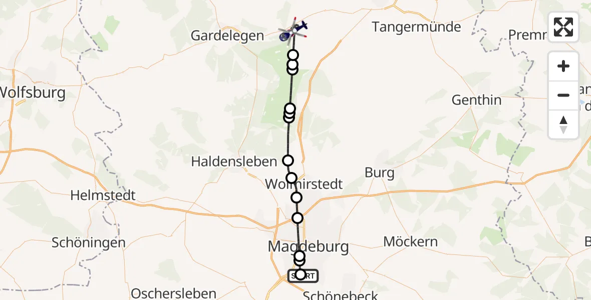 Flugroute Polizeihubschrauber Magdeburg City Flugplatz - Stendal, 06 Oktober 2026, 14:52