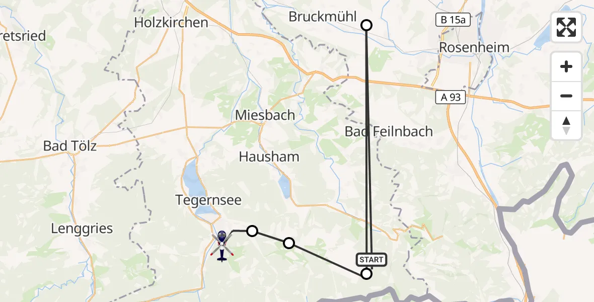 Flugroute Polizeihubschrauber Bayrischzell - Kreuth, 06 Oktober 2026, 15:01