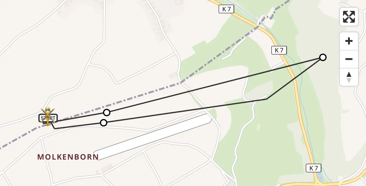 Flugroute Rettungshubschrauber Rockenhausen - Rockenhausen, 06 Oktober 2026, 15:37