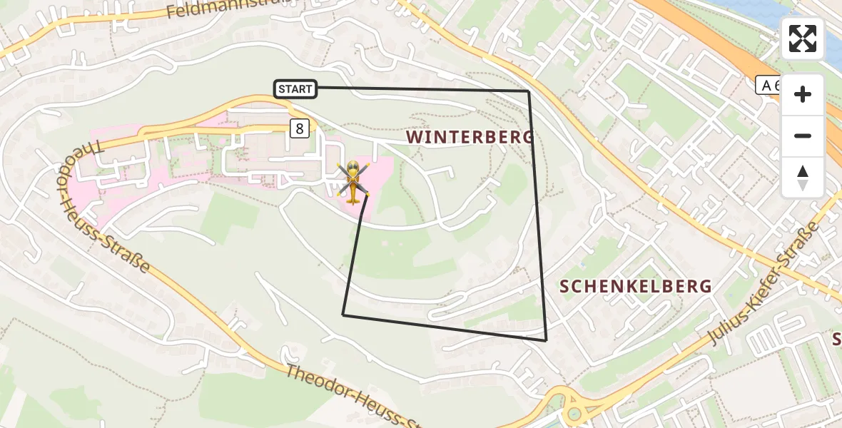Flugroute Rettungshubschrauber Saarbrücken - Saarbrücken, 06 Oktober 2026, 16:44