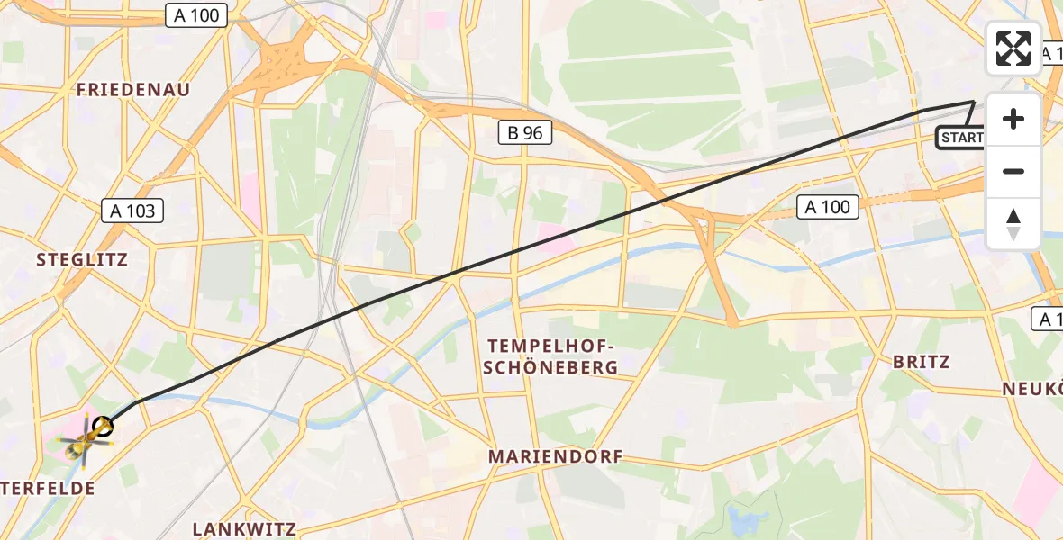 Flugroute Rettungshubschrauber Berlin - Charité Clinic Benjamin Franklin Campus, 06 Oktober 2026, 16:48