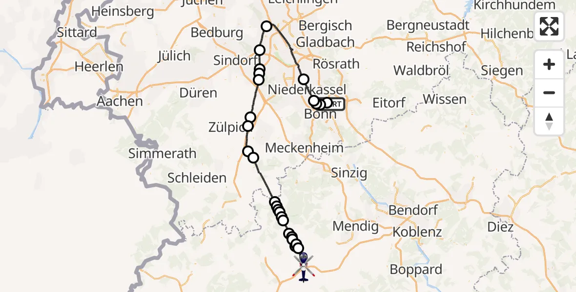 Flugroute Polizeihubschrauber Sankt Augustin - Höchstberg, 06 Oktober 2026, 17:38