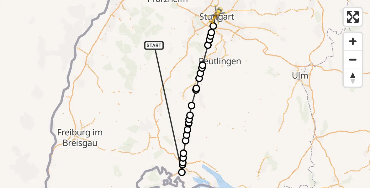 Flugroute Ambulanzhubschrauber Altensteig - Stuttgart, 06 Oktober 2026, 18:06