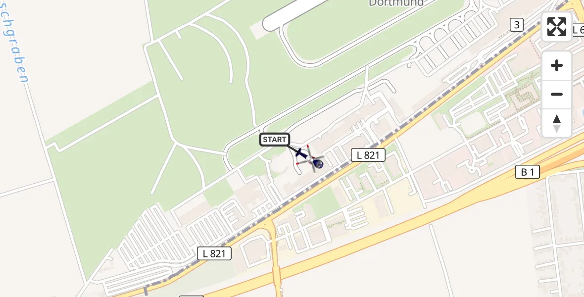 Flugroute Polizeihubschrauber Dortmund Flughafen - Dortmund Flughafen, 06 Oktober 2026, 23:44