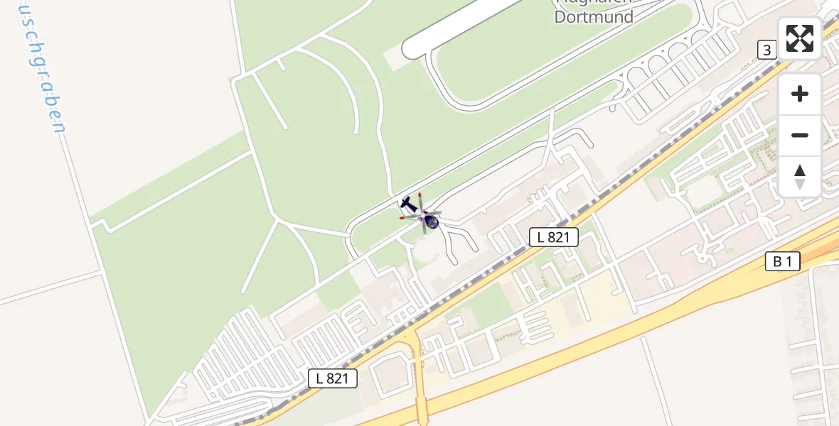 Flugroute Polizeihubschrauber Dortmund Flughafen - Dortmund Flughafen, 06 Oktober 2026, 23:44