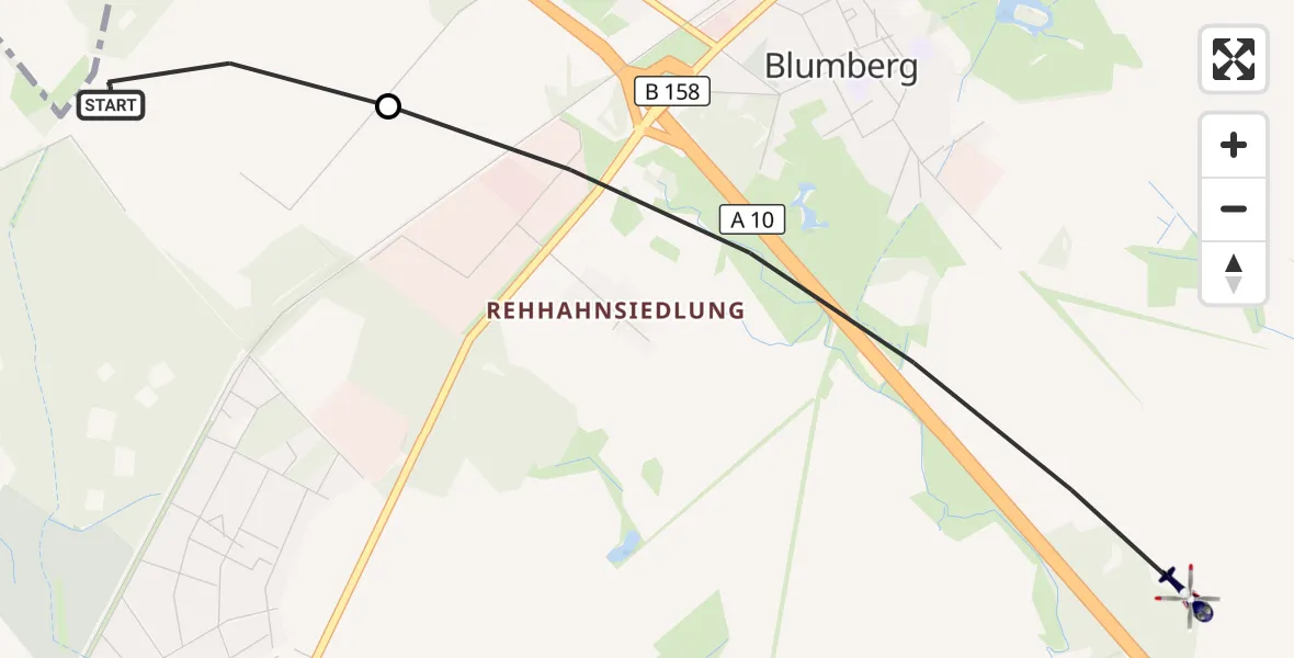 Flugroute Polizeihubschrauber Ahrensfelde Hubschrauberlandeplatz - Ahrensfelde, 07 Oktober 2026, 05:13