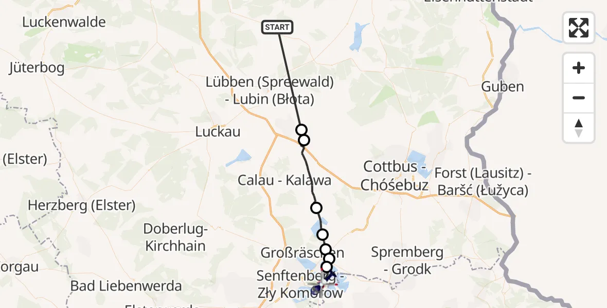 Flugroute Polizeihubschrauber Märkische Heide - Senftenberg, 07 Oktober 2026, 05:41