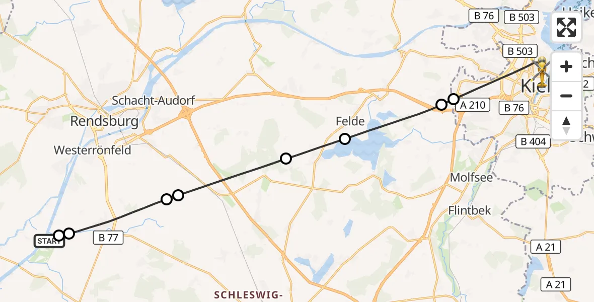 Flugroute Ambulanzhubschrauber Hörsten - Kiel, 07 Oktober 2026, 07:11