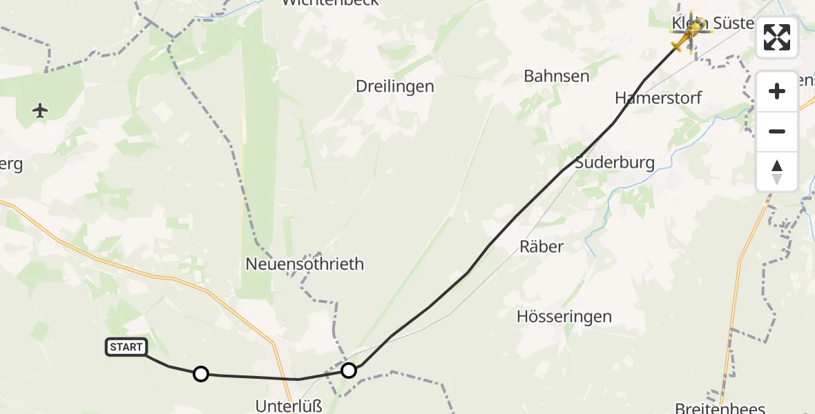Flugroute Rettungshubschrauber Faßberg - Uelzen, 07 Oktober 2026, 07:59