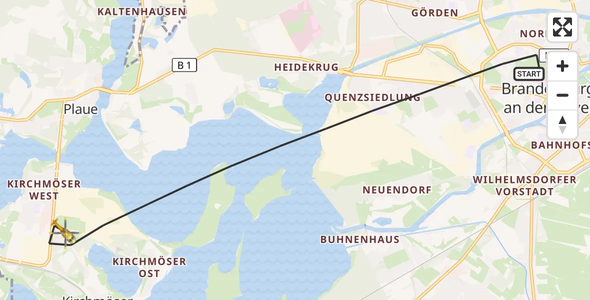 Flugroute Rettungshubschrauber Brandenburg an der Havel - Brandenburg an der Havel, 07 Oktober 2026, 08:24