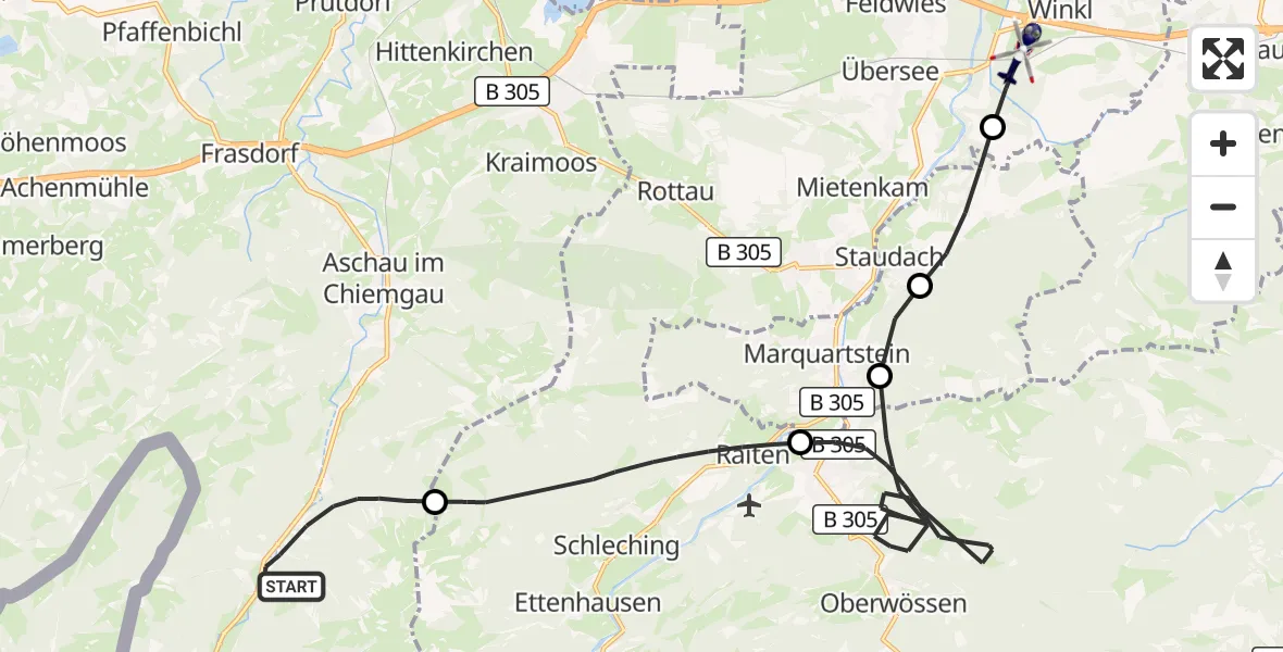 Flugroute Polizeihubschrauber Aschau i.Chiemgau - Grabenstätt, 07 Oktober 2026, 08:46
