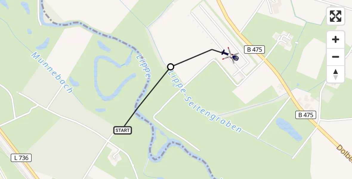 Flugroute Polizeihubschrauber Hamm - Lippetal, 07 Oktober 2026, 08:46