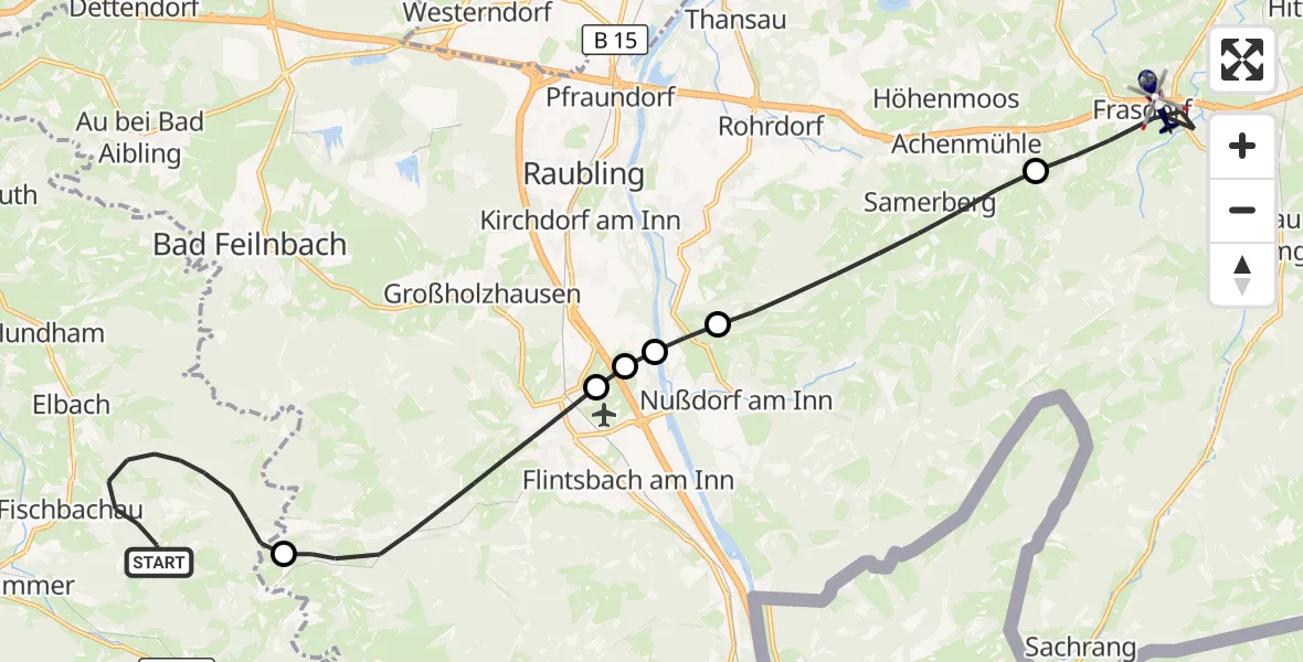 Flugroute Polizeihubschrauber Fischbachau - Frasdorf, 07 Oktober 2026, 08:52
