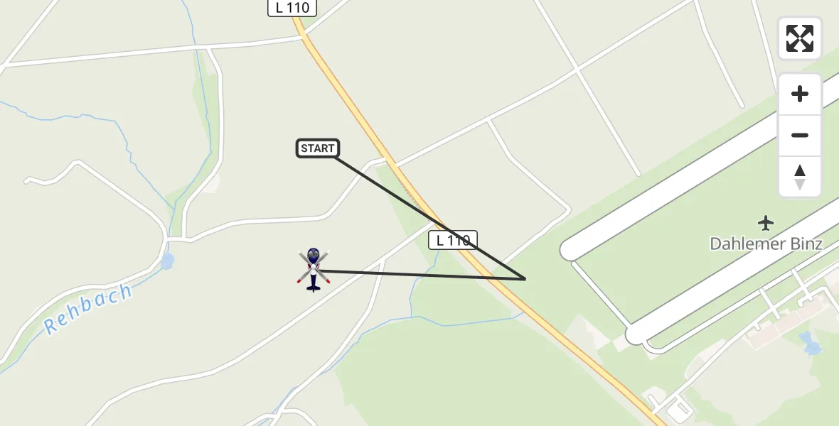 Flugroute Polizeihubschrauber Dahlem - Dahlem, 07 Oktober 2026, 08:55