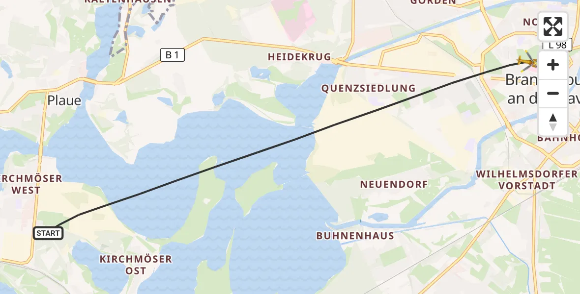 Flugroute Rettungshubschrauber Brandenburg an der Havel - Brandenburg an der Havel, 07 Oktober 2026, 08:58