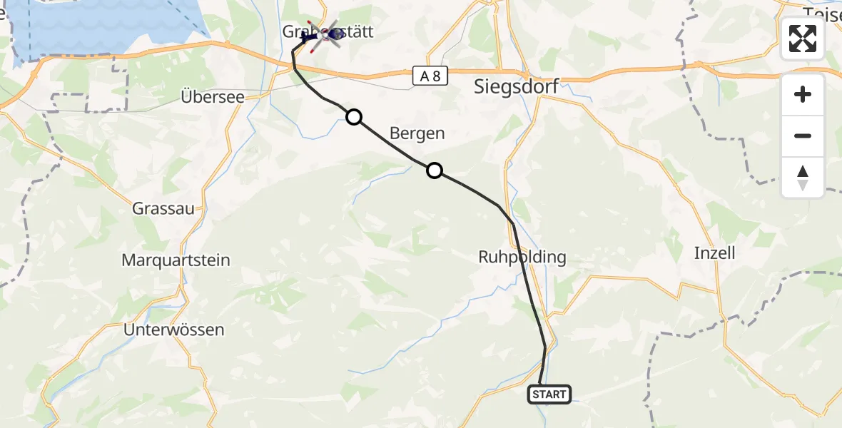 Flugroute Polizeihubschrauber Ruhpolding - Grabenstätt, 07 Oktober 2026, 08:59
