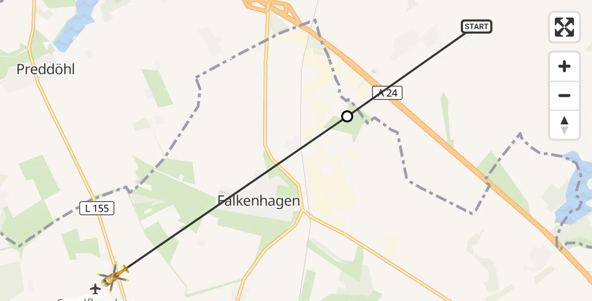 Flugroute Rettungshubschrauber Gerdshagen - Pritzwalk, 07 Oktober 2026, 09:04