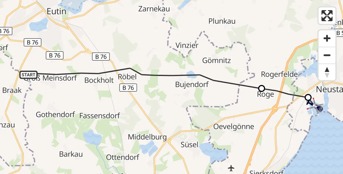 Flugroute Polizeihubschrauber Süsel - Neustadt in Holstein, 07 Oktober 2026, 09:36