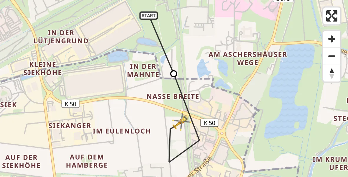 Flugroute Rettungshubschrauber Göttingen - Rosdorf, 07 Oktober 2026, 09:42