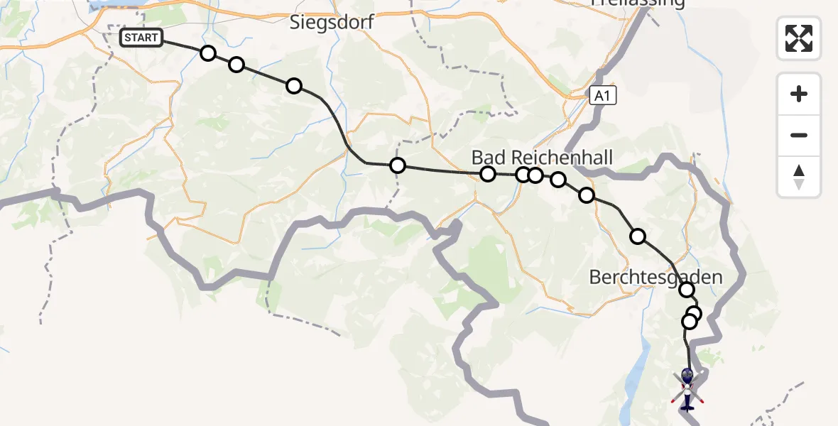 Flugroute Polizeihubschrauber Übersee - Schönau a.Königssee, 07 Oktober 2026, 09:49