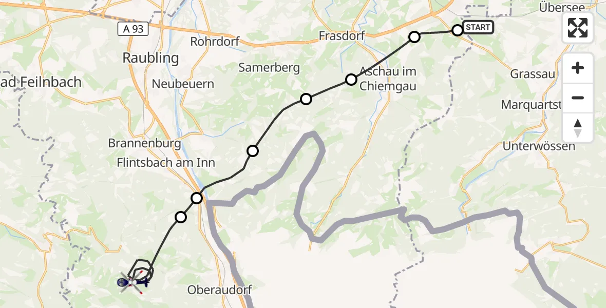 Flugroute Polizeihubschrauber Grassau - Oberaudorf, 07 Oktober 2026, 09:50