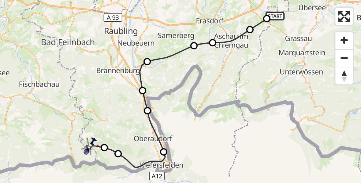 Flugroute Polizeihubschrauber Grassau - Kiefersfelden, 07 Oktober 2026, 09:51