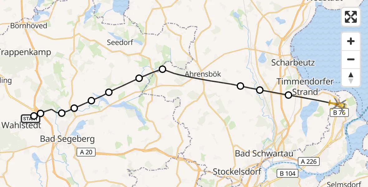Flugroute Rettungshubschrauber Wahlstedt - Lübeck, 07 Oktober 2026, 09:52