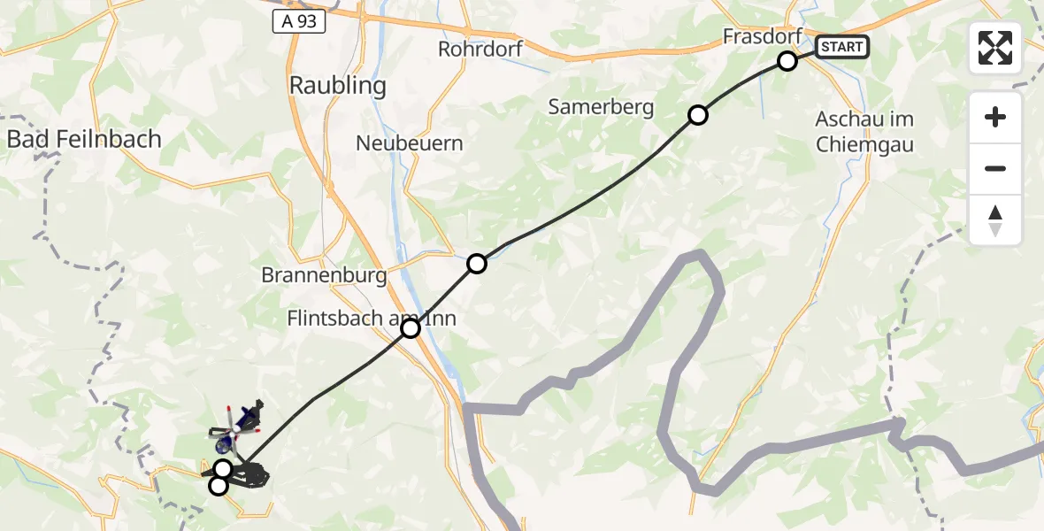 Flugroute Polizeihubschrauber Aschau i.Chiemgau - Flintsbach a.Inn, 07 Oktober 2026, 09:53