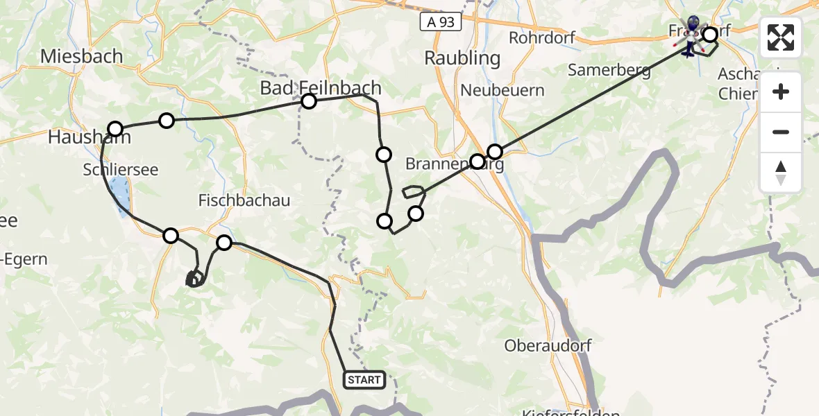 Flugroute Polizeihubschrauber Bayrischzell - Frasdorf, 07 Oktober 2026, 10:20