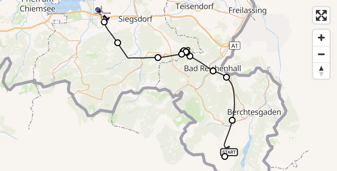 Flugroute Polizeihubschrauber Schönau a.Königssee - Grabenstätt, 07 Oktober 2026, 10:21