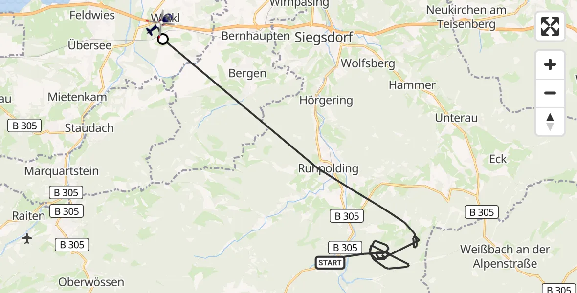 Flugroute Polizeihubschrauber Ruhpolding - Grabenstätt, 07 Oktober 2026, 10:23