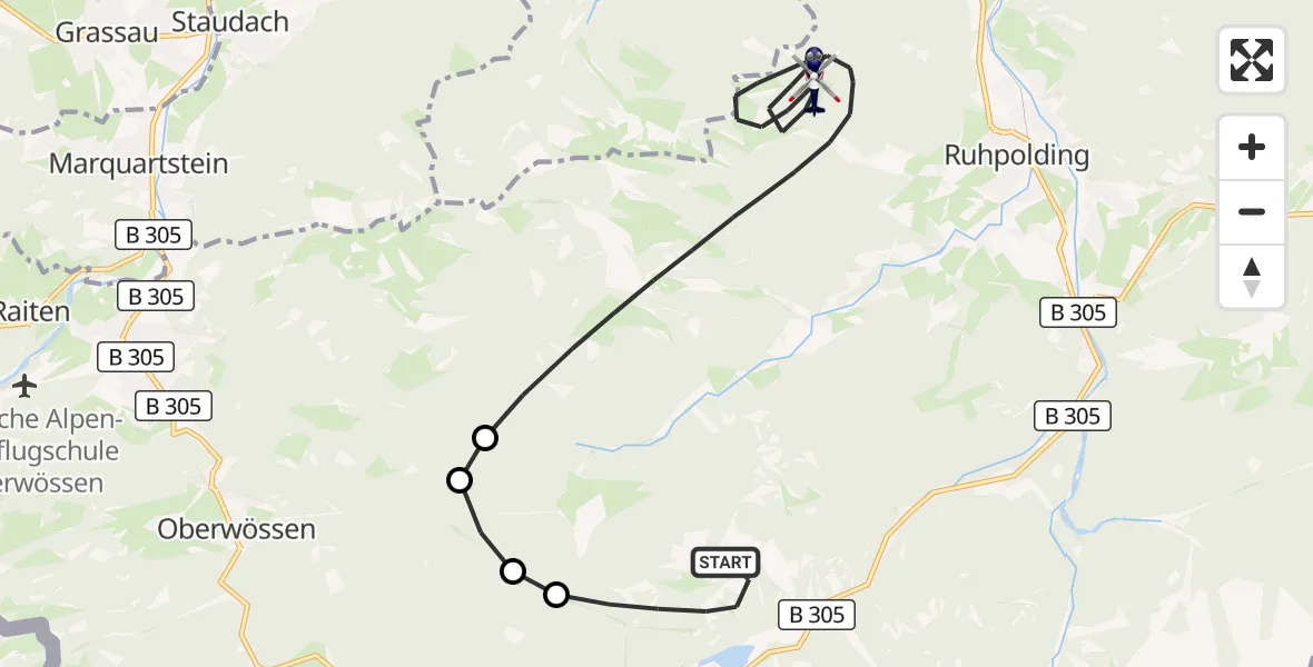Flugroute Polizeihubschrauber Ruhpolding - Ruhpolding, 07 Oktober 2026, 10:30
