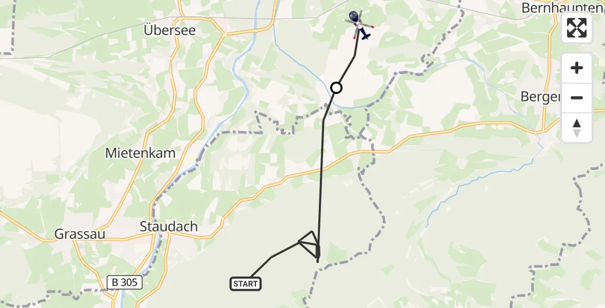 Flugroute Polizeihubschrauber Staudach-Egerndach - Grabenstätt, 07 Oktober 2026, 10:42