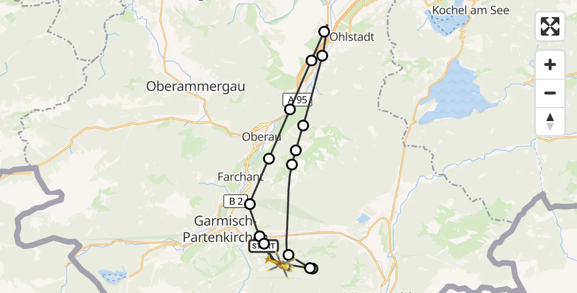Flugroute Rettungshubschrauber Garmisch-Partenkirchen - Garmisch-Partenkirchen, 07 Oktober 2026, 11:33