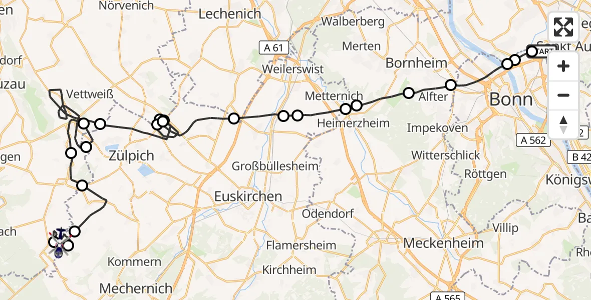 Flugroute Polizeihubschrauber Sankt Augustin - Mechernich, 07 Oktober 2026, 11:44