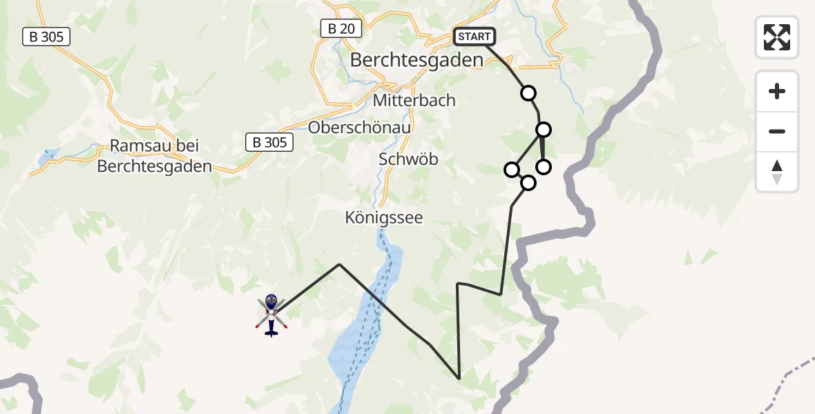 Flugroute Polizeihubschrauber Berchtesgaden - Ramsau b.Berchtesgaden, 07 Oktober 2026, 12:16