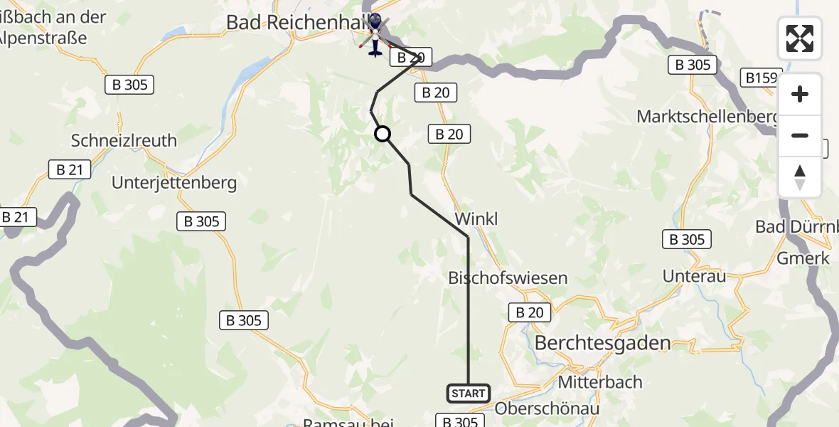 Flugroute Polizeihubschrauber Bischofswiesen - Bayerisch Gmain, 07 Oktober 2026, 12:33