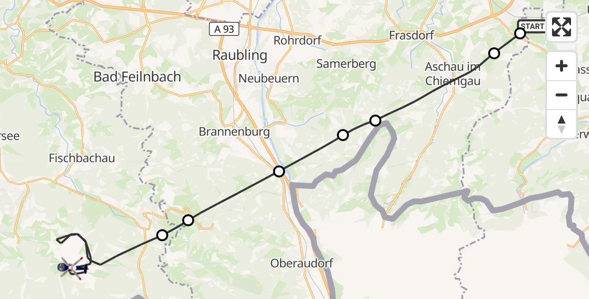 Flugroute Polizeihubschrauber Grassau - Bayrischzell, 07 Oktober 2026, 13:33