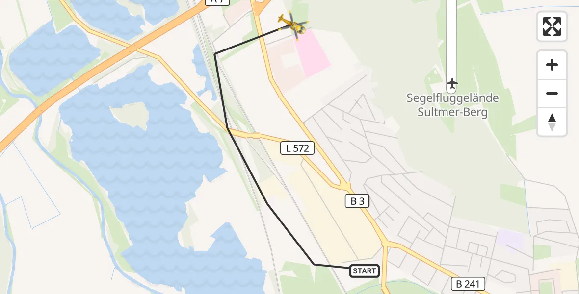 Flugroute Rettungshubschrauber Northeim - Northeim, 07 Oktober 2026, 13:37