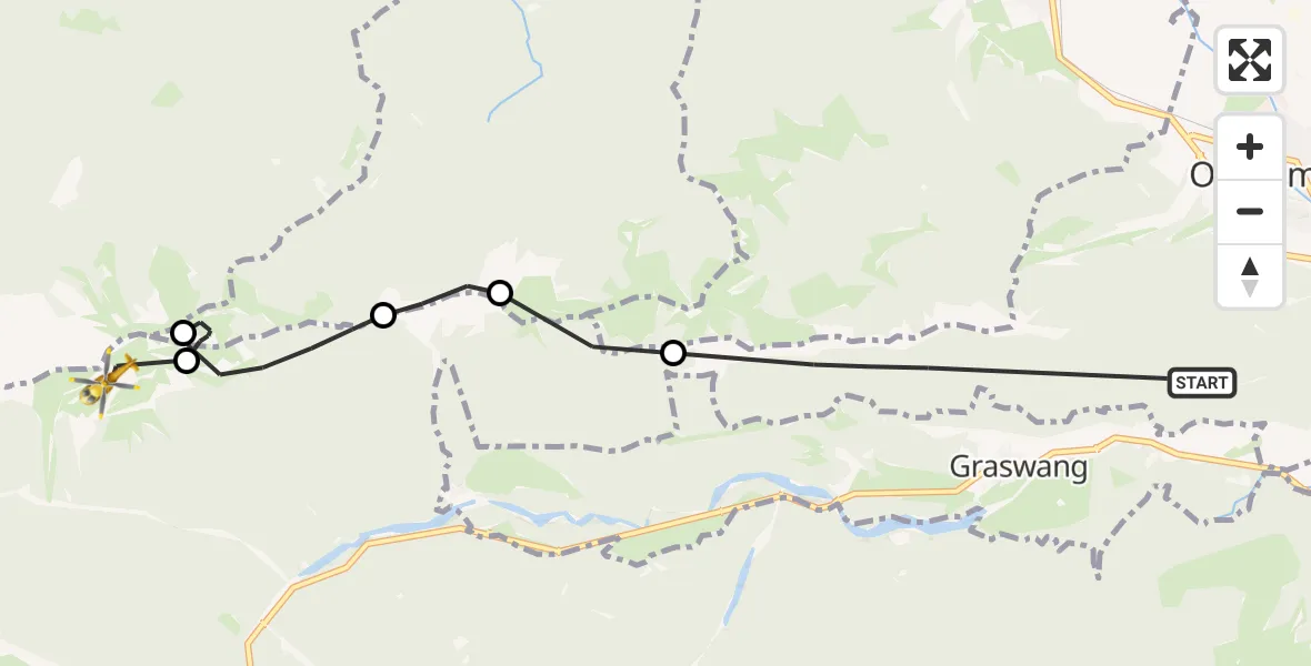 Flugroute Rettungshubschrauber Oberammergau - Ettaler Forst, 07 Oktober 2026, 14:27