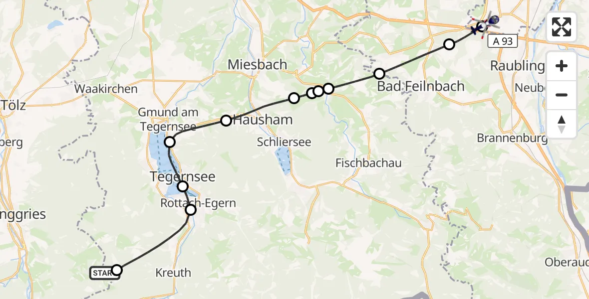 Flugroute Polizeihubschrauber Lenggries - Rosenheim, 07 Oktober 2026, 14:29
