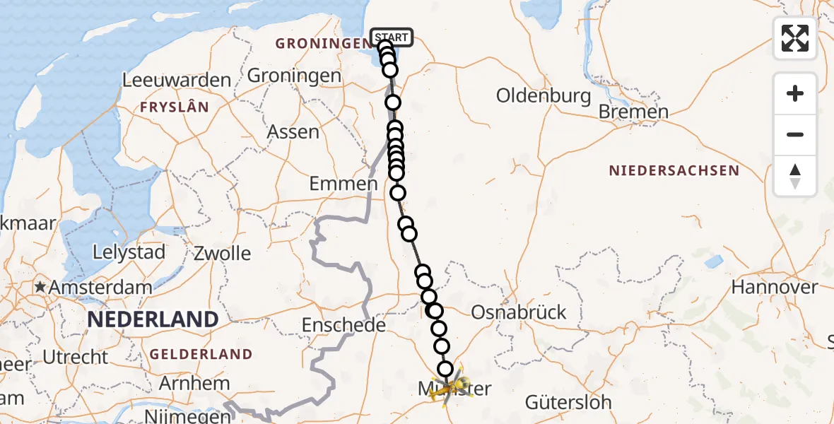 Flugroute Ambulanzhubschrauber Emden - Münster, 07 Oktober 2026, 14:31